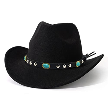 Stylish Lisianthus Felt Cowboy Hat - Unisex Western Design with Adjustable Fit