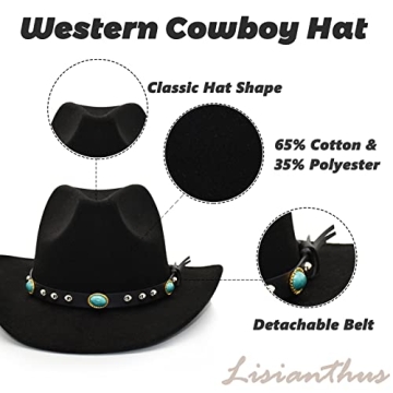 Lisianthus Felt Cowboy Hat - Unisex Western Style Adjustable