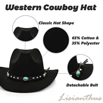 Lisianthus Felt Cowboy Hat - Unisex Western Style Adjustable