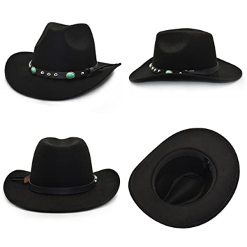Lisianthus Felt Cowboy Hat - Unisex Western Style Adjustable