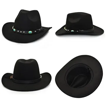 Lisianthus Felt Cowboy Hat - Unisex Western Style Adjustable