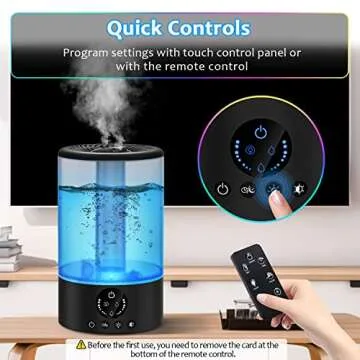 Cool Mist Humidifier, Ultrasonic Humidifiers for Bedroom Baby, 3L Large Humidifier w/Remote Control, 7 Colors Night Light 6 Dimmer Adjustable Levels, Timer, Auto Shut-Off Room, Black
