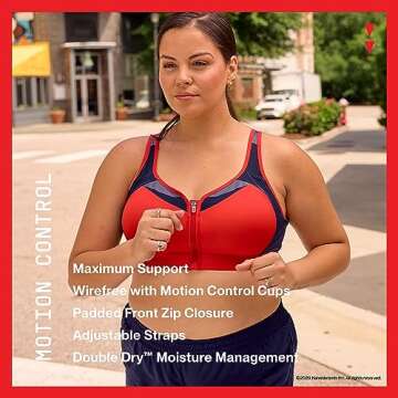 Champion womens Motion Control Zip Sports Bra, White, 36DD US