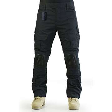 ZAPT Tactical Pants with Knee Pads Airsoft Hunting BDU Combat Pant Army Camo Military Trousers(Solid Black,XL38)