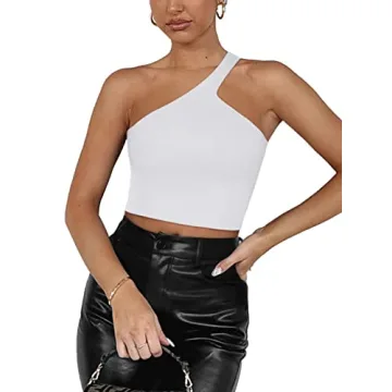 REORIA Summer Sexy One Shoulder Double Lined Crop Top – Perfect for Every Occasion