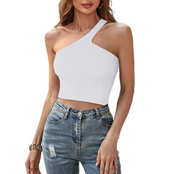 Trendy REORIA One Shoulder Crop Top - Summer Essential