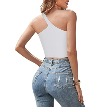 Trendy REORIA One Shoulder Crop Top - Summer Essential