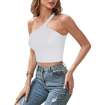 Trendy REORIA One Shoulder Crop Top - Summer Essential