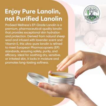 ProSeed Handmade Lanolin Cream with Lavender & Vitamin E – Nursing Balm for Breastfeeding, Baby Care & Dry Skin – Gentle Moisturizer for Hands, Face, Pets – Soothes Diaper Rash & Windburn – 2oz