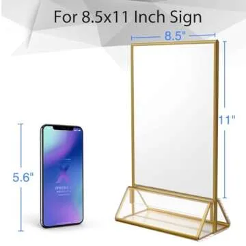 NIUBEE 6Pack 8.5 x 11 Acrylic Sign Holder with Gold Frames and Vertical Stand, Ideal for Display Wedding Table Numbers, Double Sided Picture, Clear Photos, Menu Holders