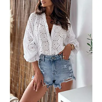 Chouyatou Boho Crochet Blouse for Stylish Summer Looks