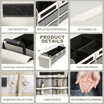 Car Trunk Organizer with Insulated Leakproof Cooler Bag, 4 in 1 Waterproof Portable Car Storage Orga...