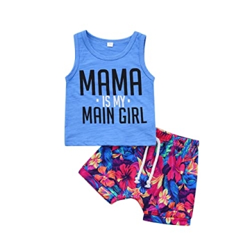 Toddler Boys Summer Outfit Set - Seaside Printed T-shirt & Shorts 2Pcs