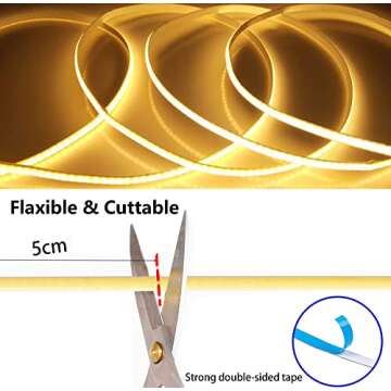 MDee USB COB Tape Light - Bright & Flexible LED Strip 1.64ft