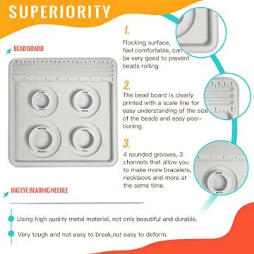 hobbyworker The Bead Boards Bracelet Sizer Measurement Tool 4 Round Grooves for Jewerly Bracelets Necklaces Making Supplies