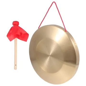 Vaguelly 22CM Copper Gong - Traditional Chinese Percussion with Hammer & Ribbon