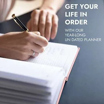 Little More Undated Daily Planner - Helps you Set Goals, Increase Productivity & Manage Time - Includes Calendar Stickers - Hourly Undated Planner, Notebook & Agenda - A5 (5.5”x8.5") - Rose Gold