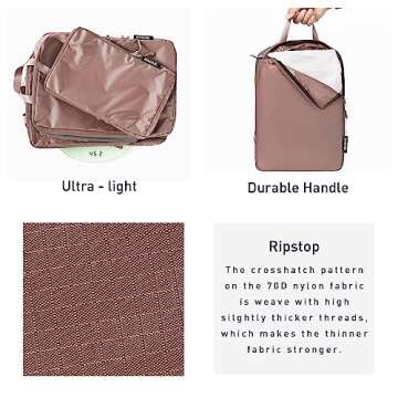 Bagail Ultralight 3 Compression Packing Cubes 3 Packing Organizers With 1 Shoe Bag-Brown,7 Set