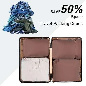 Bagail Ultralight 3 Compression Packing Cubes 3 Packing Organizers With 1 Shoe Bag-Brown,7 Set