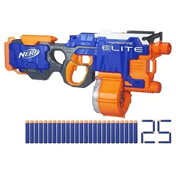 Nerf HyperFire Motorized Elite Blaster, 25-Dart Drum, Fires Up to 5 Darts Per Second, Includes 25 Of...