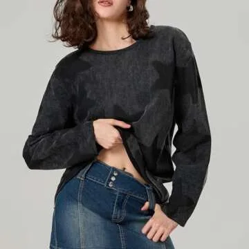 Pivanzore Women Star Print Streetwear Tee for Casual Fun