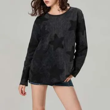 Pivanzore Women Star Print Streetwear Tee for Casual Fun