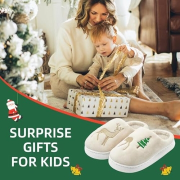 Comfortable NUIODW Kids Christmas Reindeer Slippers