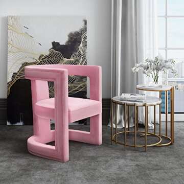 TOV Furniture ADA Accent Chair, Birch Wood and Velvet, Pink