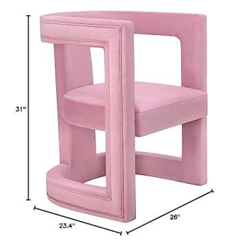 TOV Furniture ADA Accent Chair, Birch Wood and Velvet, Pink