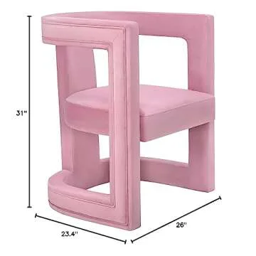 TOV Furniture ADA Accent Chair, Birch Wood and Velvet, Pink