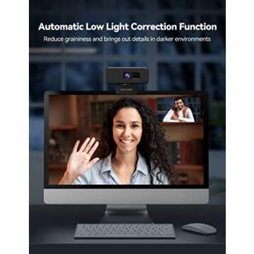 TECKNET 1080p Webcam with Microphone & Privacy Cover, Streaming Camera 30fps USB Computer Camera with 110-degree AOV, Web Camera for Video Conferencing/Calling/Live Streaming/Online Learning