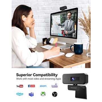 TECKNET 1080p Webcam with Microphone & Privacy Cover, Streaming Camera 30fps USB Computer Camera with 110-degree AOV, Web Camera for Video Conferencing/Calling/Live Streaming/Online Learning