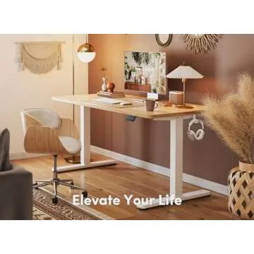 FEZIBO Electric Standing Desk, 55 x 24 Inches Height Adjustable Stand up Desk, Sit Stand Home Office Desk, Computer Desk, Maple