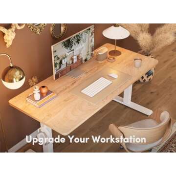 FEZIBO Electric Standing Desk, 55 x 24 Inches Height Adjustable Stand up Desk, Sit Stand Home Office Desk, Computer Desk, Maple