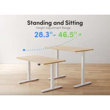 FEZIBO Electric Standing Desk, 55 x 24 Inches Height Adjustable Stand up Desk, Sit Stand Home Office Desk, Computer Desk, Maple