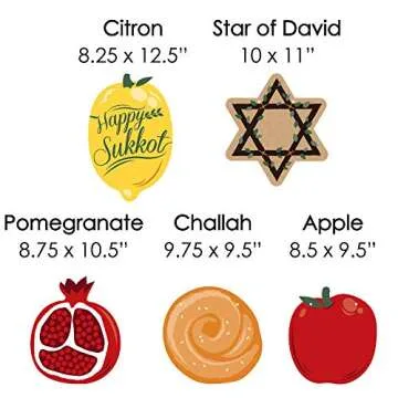 Big Dot of Happiness Hanging Sukkot - Outdoor Sukkah Jewish Holiday Hanging Porch & Tree Yard Decorations - 10 Pieces