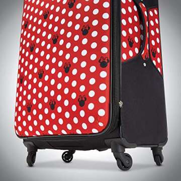 American Tourister Disney Softside Luggage with Spinner Wheels, Minnie Mouse Dots, Checked-Large 28-Inch