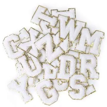 4Pcs White Chenille Letter, 2.2" Iron on Letters Patches, Chenille Letter Patches for Clothing (M)