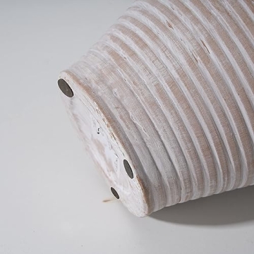 LUKA Ceramic Rustic Farmhouse Vase, 9.2 inch Whitewashed Terracotta Vase, Pottery Decorative Flower Vase,Clay Decorative Vases for Home Decor, Table, Living Room, Shelf, Mantel Decoration