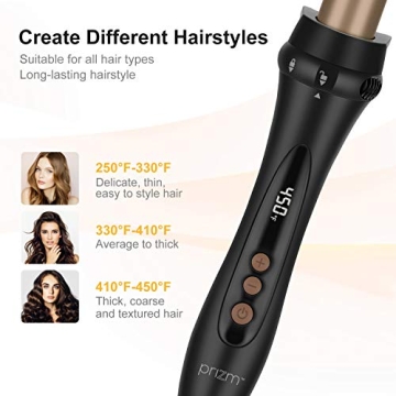 Prizm 5 in 1 Clampless Curling Iron with LED Display