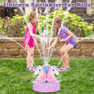 Sprinkler for Kids Outdoor Water Toys: Backyard Spinning Unicorn Toddler Sprinkler Toy - Summer Outs...
