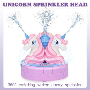 Sprinkler for Kids Outdoor Water Toys: Backyard Spinning Unicorn Toddler Sprinkler Toy - Summer Outside Toys Attaches to Garden Hose Splashing Fun Toys for 3 4 5 6 7 8 Year Old Boys Girls Gifts