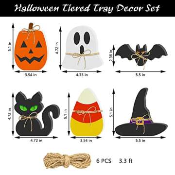 Vibrant 6PCS Halloween Wooden Decor for Festive Homes