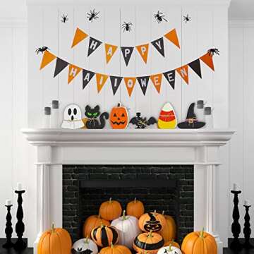 Vibrant 6PCS Halloween Wooden Decor for Festive Homes