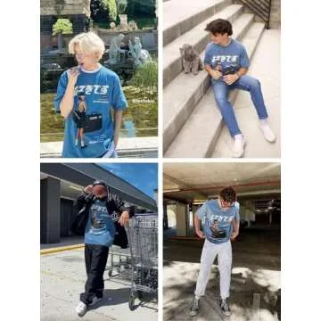 Vamtac Oversized Graphic Tees Men Tshirts Shirt for Men Vintage Shirts for Men Mens Graphic T-Shirts Vintage Tees for Men