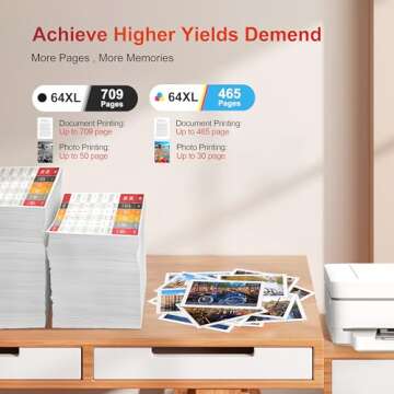 ejet Remanufactured Ink Cartridge Replacement for HP Ink 64 64XL Ink Cartridge for HP Printers Envy 7855 7858 7855 7155 7120 Inspire 7255e 7950e 7955e 7958e 7900e Tango X (1 Black, 1 Tri-Color)