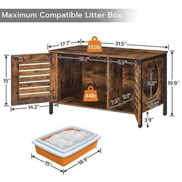 HOOBRO Cat Litter Box Enclosure, Hidden Litter Box Furniture with Shutter Door and Head Mat, Cat Litter Box Furniture Fit Most of Litter Box, 31.5''L x 17.7''W x 19.9''H, Rustic Brown BF06MW01