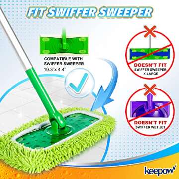 KEEPOW Reusable Mop Pads for All 10-12 Inch Mops, Microfiber Cloth Refills, Eco-Friendly and Washabl...