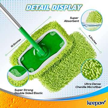 KEEPOW Reusable Mop Pads for Swiffer Sweeper Mops, 4 Pack
