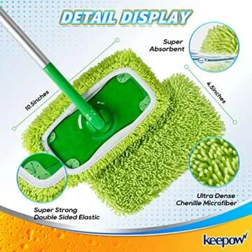 KEEPOW Reusable Mop Pads for Swiffer Sweeper Mops, 4 Pack